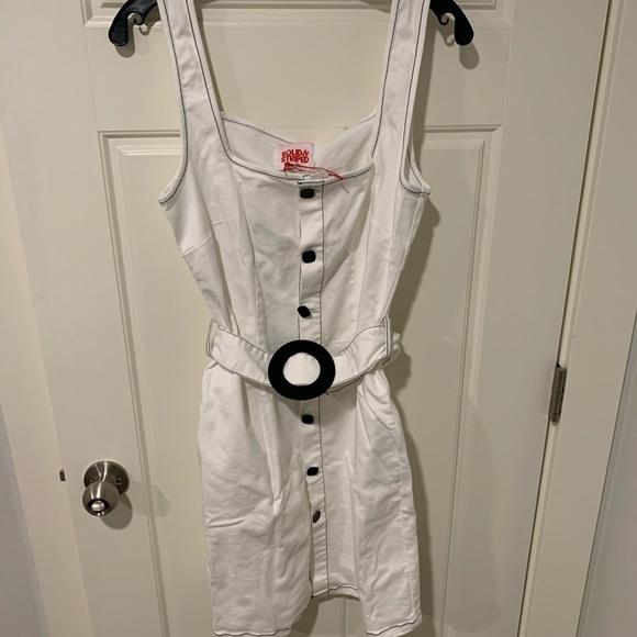 NEW W TAGS- white denim button up dress w belt ⭐️ - Picture 3 of 6